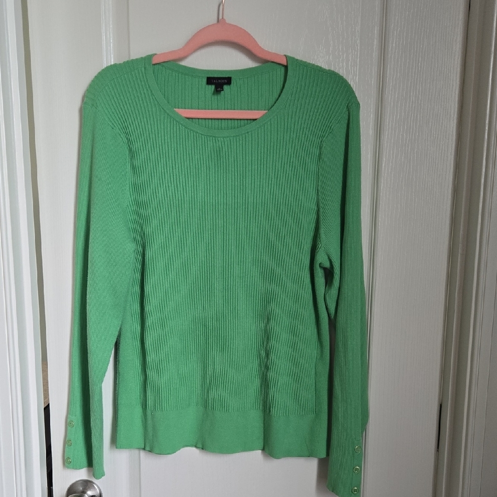 Like Brand New! Talbots Vibrant Green Crew Neck Sweater XL